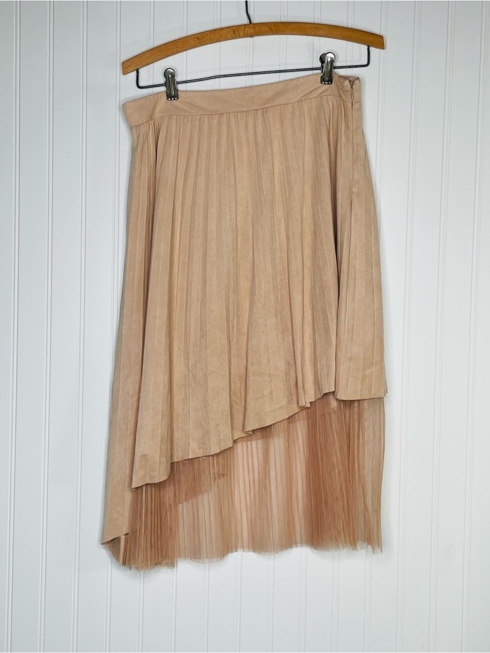 Zara Basic Faux Suede Chiffon Pleated Skirt - Picture 2 of 8